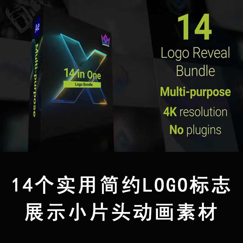 AE模板-14个实用简约LOGO标志展示小片头动画素材